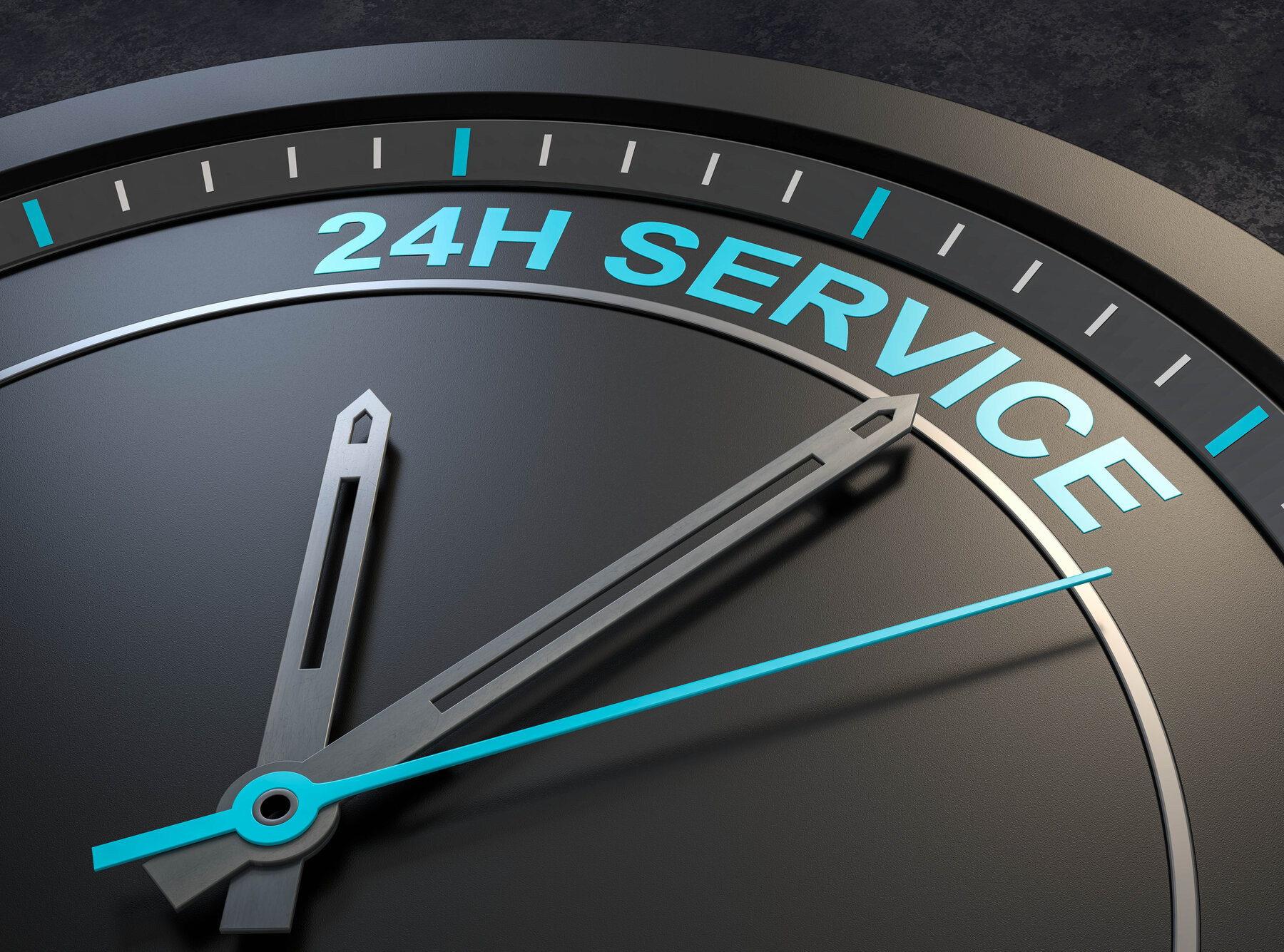 Uhr als Symbol für den 24-Stunden-Notdienst bei Kälte- und Klimaanlagen